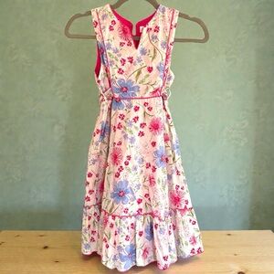 VTG Emily West Girl's Sz 14 Floral Prairie Midi Dress 70s Style Belted EUC Lined
